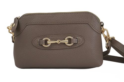 Mała torebka wizytowa skórzana - Beżowa ciemna na Arena.pl