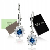 PIĘKNE KOLCZYKI SREBRNE WISZĄCE ELEGANCKIE NIEBIESKIE SREBRO PRÓBA 925