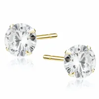 OKRĄGŁE POZŁACANE SREBRNE KOLCZYKI WKRĘTKI KÓŁKA 7MM BIAŁE CYRKONIE