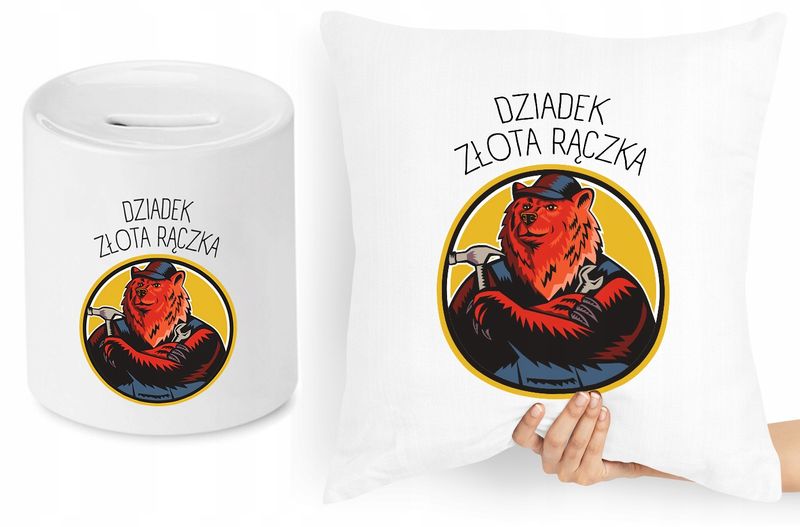 Dla Dziadka Zestaw Poduszka + Skarbonka Prezent Z Nadrukiem Ze Zdjęciem zdjęcie 1