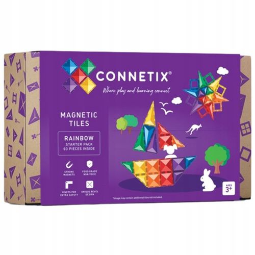 Tęczowy Zestaw Startowy Klocki Magnetyczne Rainbow Starter 60 El. Connetix na Arena.pl