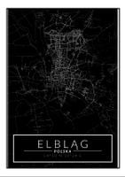 Elblag mapa dark - plakat 60x80 cm