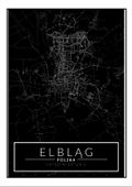 Elblag mapa dark - plakat 20x30 cm
