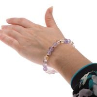 Bransoletka 18,5 cm - cięty Ametryn kulki 7mm i srebro złocone