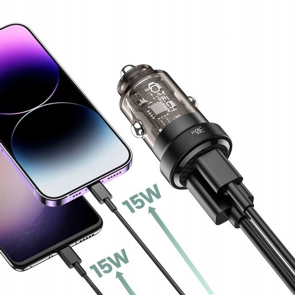 MAŁA ŁADOWARKA SAMOCHODOWA USB TYPE-C DO IPHONE 11 12 13 14 15 - DUAL PORT zdjęcie 2