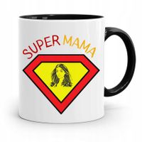 Kubek Czarny Prezent Dla Super Mamy Matki Mamusi Z Nadrukiem Ze Zdjęciem