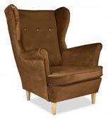 Fotel Uszak ciemnobeżowy OPALONY velvet aksamit