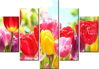 105CM 150CM ZEGAR 5 ELEM ŻÓŁTY TULIPAN DRUK OBRAZ