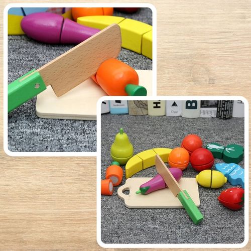 DREWNIANE WARZYWA I OWOCE ZESTAW DO KROJENIA ZESTAW PRZENOŚNY DO ZABAWY XXL na Arena.pl