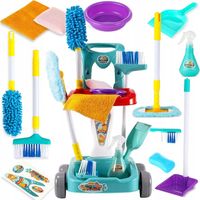 Zestaw do Sprzątania Dla Dzieci na Wózku + Spray na Wodę Miotła + Akcesoria