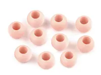 KORALIKI PLASTIK DUŻY OTWÓR MAT PUDROWY RÓŻ 10x12MM 6SZT