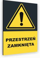 Tabliczka znak informacyjny 30x20 Antracyt PRZESTRZEŃ ZAMKNIĘTA Nierdzewna
