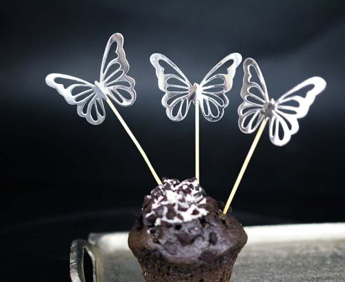 Pikery do babeczek Motylki srebrne 12szt. na Arena.pl