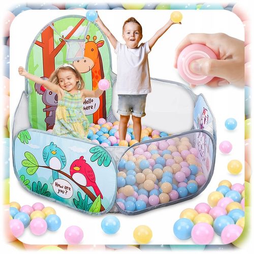 KOLOROWY SUCHY BASEN NAMIOT NA KULKI DLA DZIECI KOJEC Z KOSZEM na Arena.pl