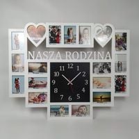 Multirama ramka na zdjęcia Nasza Rodzina z zegarem 19 zdjęć serca salon