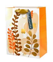 Torebka na prezent kwiaty - pomarańczowa - L