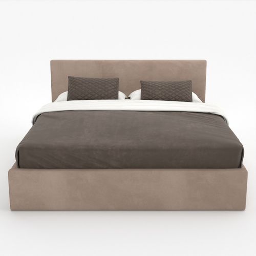 ŁÓŻKO TAPICEROWANE DO SYPIALNI 180x200 ŁÓŻKO PODWÓJNE Z POJEMNIKIEM BEŻOWE na Arena.pl