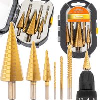 WIERTŁA STOPNIOWE FREZUJĄCE 4-32MM DO METALU HSS DREWNA PLASTIKU 3-8MM 6 EL