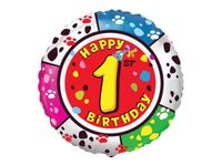 Balon foliowy "Happy Birthday - z cyfrą 1", 45 cm (18 cali) [balon na hel]