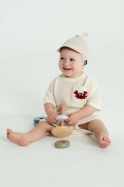 Chustka z daszkiem muślinowa Taupe zdjęcie 5