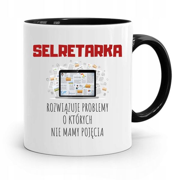 Kubek Czarny Prezent Dla Sekretarki Sekretarka Z Nadrukiem Ze Zdjęciem zdjęcie 1