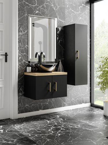 Szafka łazienkowa wisząca MARKUS 80 czarna z umywalką Eliza C (W7) na Arena.pl