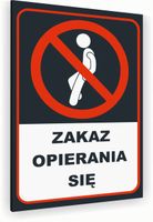 Tabliczka znak informacyjny 20x15 Antracyt ZAKAZ OPIERANIA SIĘ Dibond