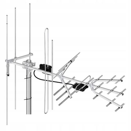 Antena TV UHF VHF Tri Digit Combo H/V DVB-T2 LNA-169 38dBi MUX-8 Dipol na Arena.pl