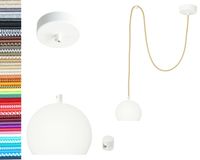 LAMPA wisząca KULA BIAŁA z białym pojedyncza 2m