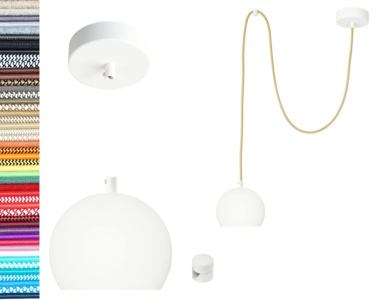 LAMPA wisząca KULA BIAŁA z białym pojedyncza 2m zdjęcie 1