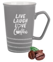 Kubek porcelanowy Ravi Caffe Latte 400 ml taupe Live Laugh Love Coffee