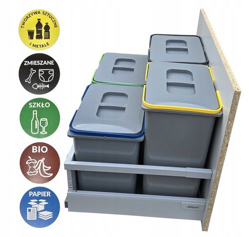 Zestaw koszy na śmieci 70L do szuflady szafki 70 Blum 4 poj. na odpady na Arena.pl