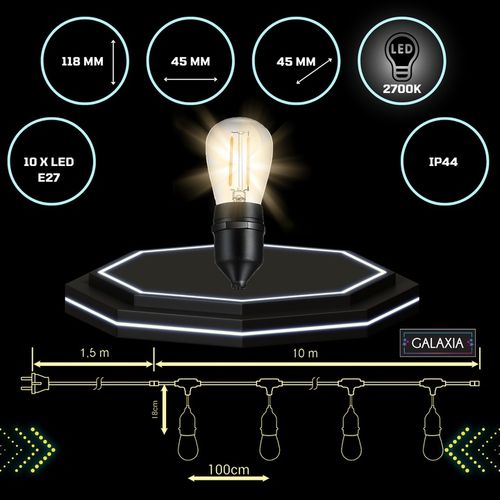 GIRLANDA ŚWIETLNA OGRODOWA 10m Żarówki 10 LED Zewnętrzna Lampki na Arena.pl