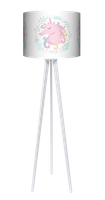 Lampa podłogowa - stojąca drewniana trójnóg duża - Bajkowy Jednorożec