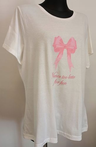 Bluzka MODNA z nadrukiem koszulka bawełna biała z różem t-shirt 2XL na Arena.pl