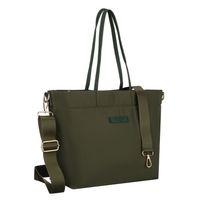 zielona shopperka damska z nylonu, jednokomorowa z doczepianym