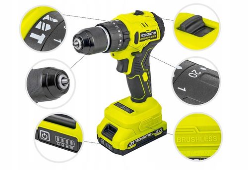 Wiertarko wkrętarka UDAROWA Bez szczotkowa aku 2x21V Li-ion toolme na Arena.pl