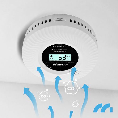 Czujnik Czadu i Dymu Detektor Tlenku Węgla Certyfikowany Alarm 2w1 LCD na Arena.pl