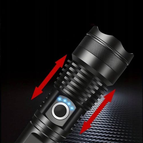 LATARKA LED MOCNA AKUMULATOROWA TAKTYCZNA ZOOM BIWAKOWA USB-C na Arena.pl