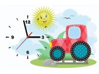 60CM 40CM ZEGAR OBRAZ RÓŻOWY TRAKTOR DRUK PŁÓTNO RAMA