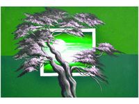 60X40CM OBRAZ GREEN SUNSET NATURA