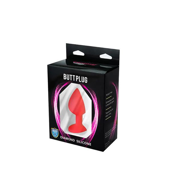 Red Medium Butt Plug With White Crystal zdjęcie 3
