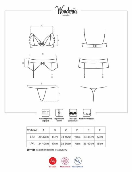 Kuszący Komplet- Obsessive Wonderia S/M zdjęcie 5