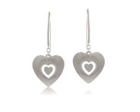 Kolczyki ryflowane serca z mniejszym serduszkiem w środku