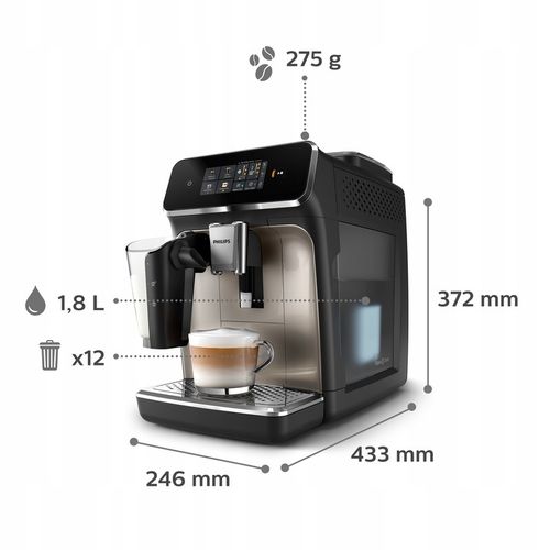 Ekspres do kawy automatyczny Philips LatteGo 2300 czarny chrom na Arena.pl