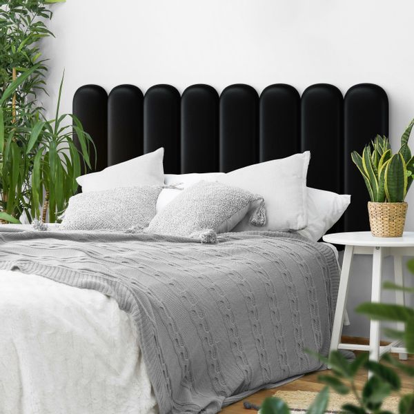 Panele Tapicerowane Na Ścianę Eko Skóra PŁOTEK Czarny 80cm x 20cm zdjęcie 4