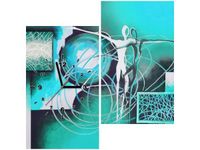 60X60CM ZEGAR TAŃCZĄCE POSTACIE NIEBIESKIM OBRAZ DRUK DREWNO ŚCIAN KWADRAT