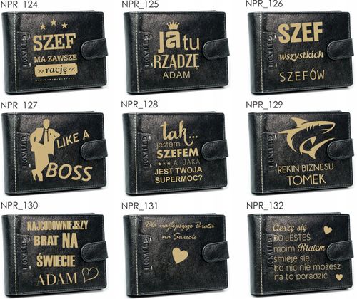 Portfel męski z grawerem NAPISEM PREZENT dla niego na Arena.pl