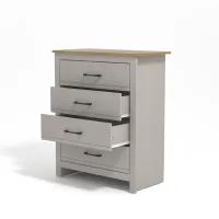 Komoda 4 szuflady nowoczesna szara blat drewno dąb 79x95x39 cm Galano