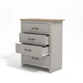 Komoda 4 szuflady nowoczesna szara blat drewno dąb 79x95x39 cm Galano